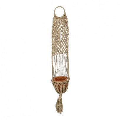 Κρεμαστή γλάστρα Anerial pakoworld φυσικό γιούτα Φ23x135εκ