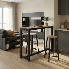 Σετ τραπέζι μπαρ Marle pakoworld 3τμχ sonoma-μαύρο πόδι 120x40x100εκ Σετ τραπέζι μπαρ Marle pakoworld 3τμχ sonoma-μαύρο πόδι 120x40x100εκ