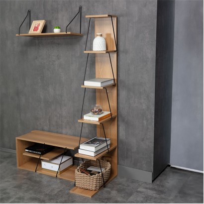Βιβλιοθήκη mini Tars pakoworld sonoma-μαύρο 50x22x150εκ Βιβλιοθήκη mini Tars pakoworld sonoma-μαύρο 50x22x150εκ