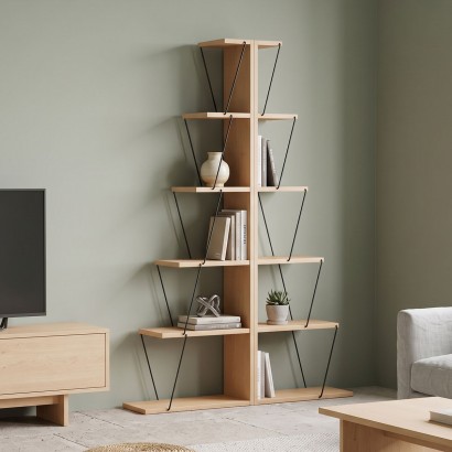 Βιβλιοθήκη mini Tars pakoworld sonoma-μαύρο 100x22x150εκ