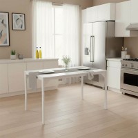 Τραπέζι Chan pakoworld μελαμίνη σε λευκή απόχρωση κα πόδι λευκό μεταλλικό 120x75x75εκ