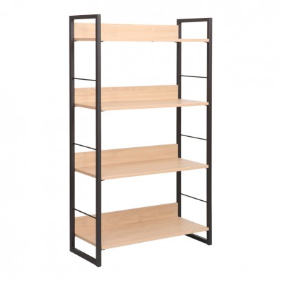 Βιβλιοθήκη Dorfie pakoworld σε φυσική απόχρωση με μαύρο μέταλλο 70x30x124.5εκ