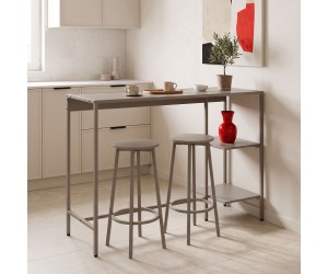 Σετ τραπέζι μπαρ Nexous pakoworld 3τεμ taupe μέταλλο 124x44x100εκ Σετ τραπέζι μπαρ Nexous pakoworld 3τεμ taupe μέταλλο 124x44x100εκ
