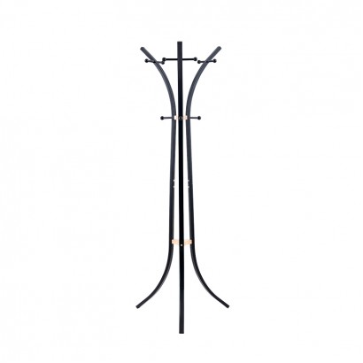 Καλόγερος ρούχων Bamile pakoworld μαύρο μέταλλο και rubberwood σε φυσική απόχρωση 51x63x175εκ