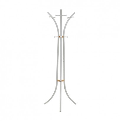 Καλόγερος ρούχων Bamile pakoworld λευκό μέταλλο και rubberwood σε φυσική απόχρωση 51x63x175εκ