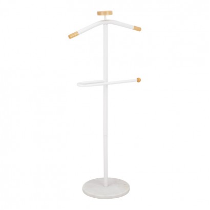 Καλόγερος ρούχων Jolma pakoworld μέταλλο-ξύλο σε λευκή απόχρωση Φ30x111εκ