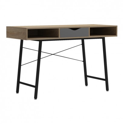 Γραφείο εργασίας Komo pakoworldε sonoma-γκρι - μαύρα μεταλλικά πόδια 120x48x76εκ