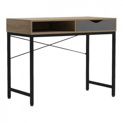 Γραφείο εργασίας Kama pakoworld σε sonoma-γκρι απόχρωση με μαύρα μεταλλικά πόδια 95x48x76εκ Γραφείο εργασίας Kama pakoworld σε sonoma-γκρι απόχρωση με μαύρα μεταλλικά πόδια 95x48x76εκ