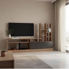 Σύνθετο σαλονιού Seruno pakoworld oak - μαύρο μαρμάρου 170x25x100εκ Σύνθετο σαλονιού Seruno pakoworld oak - μαύρο μαρμάρου 170x25x100εκ