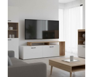 Έπιπλο τηλεόρασης Tobler pakoworld σε oak- λευκή απόχρωση 170x40x53εκ Έπιπλο τηλεόρασης Tobler pakoworld σε oak- λευκή απόχρωση 170x40x53εκ