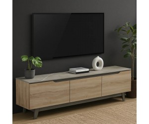 Έπιπλο τηλεόρασης Kasandra pakoworld μπεζ μαρμάρου-sonoma 180x35x48.5εκ Έπιπλο τηλεόρασης Kasandra pakoworld μπεζ μαρμάρου-sonoma 180x35x48.5εκ