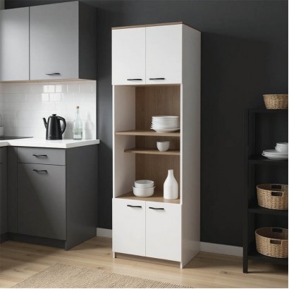 Ντουλάπα κουζίνας Rowan pakoworld σε λευκή-sonoma απόχρωση 60x42x182εκ Ντουλάπα κουζίνας Rowan pakoworld σε λευκή-sonoma απόχρωση 60x42x182εκ