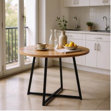 Τραπέζι Sarah Ι pakoworld oak- μαύρα μεταλλικά πόδια Φ100x76εκ Τραπέζι Sarah Ι pakoworld oak- μαύρα μεταλλικά πόδια Φ100x76εκ