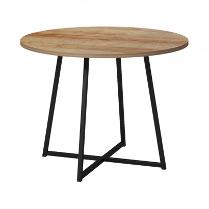 Τραπέζι Sarah Ι pakoworld oak- μαύρα μεταλλικά πόδια Φ100x76εκ