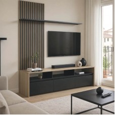 Σύνθετο σαλονιού Delfina pakoworld σε sonoma με μαύρη απόχρωση 190x40x199.5εκ Σύνθετο σαλονιού Delfina pakoworld σε sonoma με μαύρη απόχρωση 190x40x199.5εκ