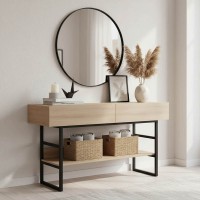 Κονσόλα Vien pakoworld σε sonoma-μαύρη απόχρωση 139x43x75.5εκ Κονσόλα Vien pakoworld σε sonoma-μαύρη απόχρωση 139x43x75.5εκ