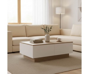 Τραπέζι σαλονιού Winey pakoworld σε sonoma-λευκή απόχρωση 90x60x31.5εκ Τραπέζι σαλονιού Winey pakoworld σε sonoma-λευκή απόχρωση 90x60x31.5εκ
