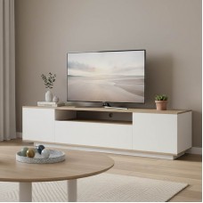 Έπιπλο τηλεόρασης Winey pakoworld σε sonoma-λευκή απόχρωση 180x44.5x44.5εκ Έπιπλο τηλεόρασης Winey pakoworld σε sonoma-λευκή απόχρωση 180x44.5x44.5εκ