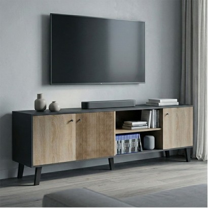 Έπιπλο τηλεόρασης Tuscany pakoworld sonoma-ανθρακί 180x41x51εκ Έπιπλο τηλεόρασης Tuscany pakoworld sonoma-ανθρακί 180x41x51εκ