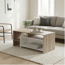 Τραπέζι σαλονιού Consa pakoworld sonoma - λευκό 120x60x52.8εκ Τραπέζι σαλονιού Consa pakoworld sonoma - λευκό 120x60x52.8εκ
