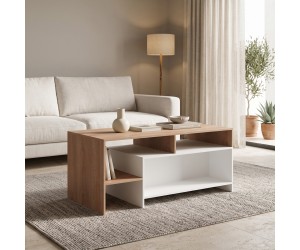 Τραπέζι σαλονιού Consa pakoworld sonoma - λευκό 120x60x53.6εκ Τραπέζι σαλονιού Consa pakoworld sonoma - λευκό 120x60x53.6εκ