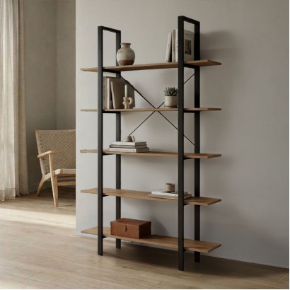 Βιβλιοθήκη-Ραφιέρα Loftie pakoworld sonoma-μαύρο μέταλλο 126x28x165εκ Βιβλιοθήκη-Ραφιέρα Loftie pakoworld sonoma-μαύρο μέταλλο 126x28x165εκ