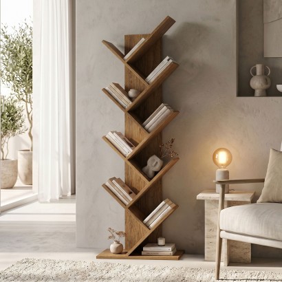 Βιβλιοθήκη Fyllo pakoworld καρυδί 50x25x141.5εκ Βιβλιοθήκη Fyllo pakoworld καρυδί 50x25x141.5εκ