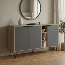 Μπουφές Balain pakoworld sonoma-ανθρακί 142x35.5x83εκ Μπουφές Balain pakoworld sonoma-ανθρακί 142x35.5x83εκ