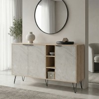 Μπουφές Balain pakoworld sonoma-γκρι μπεζ όψη μαρμάρου 142x35.5x83εκ