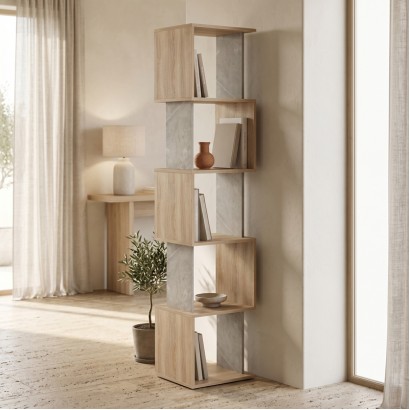 Βιβλιοθήκη Cubik pakoworld sonoma- γκρι μπεζ οψη μαρμάρου 35x30x161εκ Βιβλιοθήκη Cubik pakoworld sonoma- γκρι μπεζ οψη μαρμάρου 35x30x161εκ