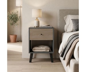 Κομοδίνο Tuscany pakoworld sonoma-ανθρακί 40x40x55εκ Κομοδίνο Tuscany pakoworld sonoma-ανθρακί 40x40x55εκ