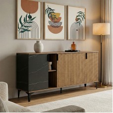 Μπουφές Riba pakoworld καρυδί-μαύρη όψη μαρμάρου 180x40x78εκ Μπουφές Riba pakoworld καρυδί-μαύρη όψη μαρμάρου 180x40x78εκ