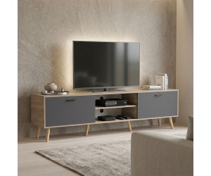 Έπιπλο τηλεόρασης Gorna pakoworld sonoma-ανθρακί 180x35x48.6εκ
