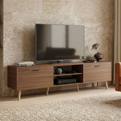 Έπιπλο τηλεόρασης Gorna pakoworld καρυδί 180x35x48.6εκ Έπιπλο τηλεόρασης Gorna pakoworld καρυδί 180x35x48.6εκ