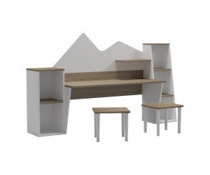 Παιδικό γραφείο με σκαμπο Dualto pakoworld sonoma-λευκό 180x30x93.6εκ