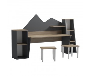 Παιδικό γραφείο με σκαμπο Dualto pakoworld sonoma-ανθρακί 180x30x93.6εκ