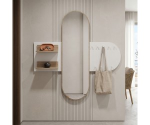 Κρεμάστρα με καθρέπτη Baunty pakoworld sonoma-λευκό 125x11x122εκ