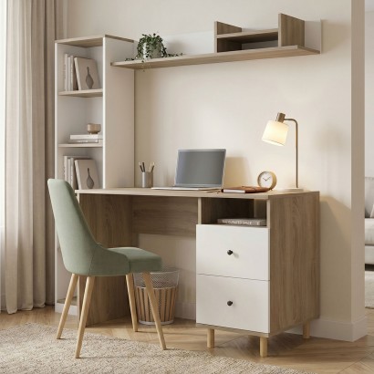 Σύνθεση γραφείου Kontor pakoworld sonoma-λευκό 160x50x158,2εκ Σύνθεση γραφείου Kontor pakoworld sonoma-λευκό 160x50x158,2εκ