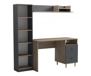 Σύνθεση γραφείου Kontor pakoworld sonoma-ανθρακί 120x50x160εκ