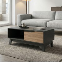 Τραπέζι σαλονιού Judas pakoworld ανθρακί-sonoma 90x45x38.5εκ