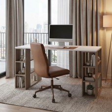 Γραφείο εργασίας Praga pakoworld sonoma-λευκό 140x60x75εκ Γραφείο εργασίας Praga pakoworld sonoma-λευκό 140x60x75εκ
