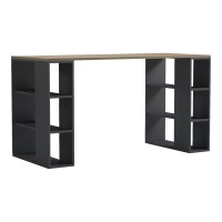 Γραφείο με ραφιέρα Colmar pakoworld ανθρακί- sonoma 140x60x75εκ