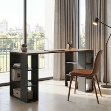 Γραφείο εργασίας Praga pakoworld ανθρακί- sonoma 140x60x75εκ Γραφείο εργασίας Praga pakoworld ανθρακί- sonoma 140x60x75εκ