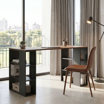 Γραφείο εργασίας Praga pakoworld ανθρακί- sonoma 140x60x75εκ