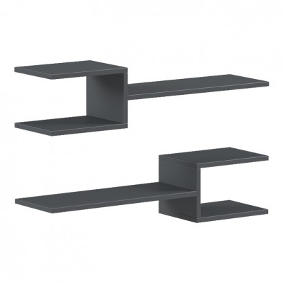 Ραφιέρα τοίχου Sumpa pakoworld 2τεμ ανθρακί 65x20x18εκ