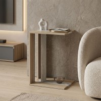 Βοηθητικό τραπέζι Muju pakoworld sonoma- μπεζ οψη μαρμάρου  30x40x55εκ