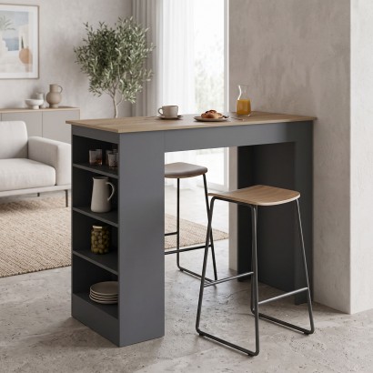 Τραπέζι μπαρ Riff pakoworld ανθρακί-επιφάνεια sonoma 120x55x105εκ Τραπέζι μπαρ Riff pakoworld ανθρακί-επιφάνεια sonoma 120x55x105εκ