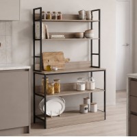 Επιδαπέδια ραφιέρα Oranis pakoworld sonoma-μαύρο 105x38x165εκ Επιδαπέδια ραφιέρα Oranis pakoworld sonoma-μαύρο 105x38x165εκ