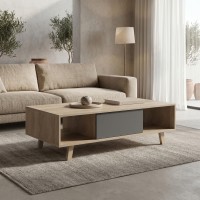 Τραπέζι σαλονιού Elonza pakoworld sonoma-ανθρακί 120x60x36εκ Τραπέζι σαλονιού Elonza pakoworld sonoma-ανθρακί 120x60x36εκ