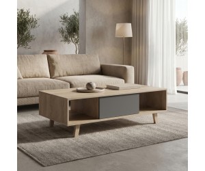 Τραπέζι σαλονιού Elonza pakoworld sonoma-ανθρακί 120x60x36εκ Τραπέζι σαλονιού Elonza pakoworld sonoma-ανθρακί 120x60x36εκ